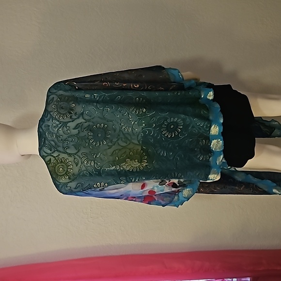 STERLING STYLES 1990s Mixed Print Metallic Patchwork Assymetric Kimono - Picture 8 of 11